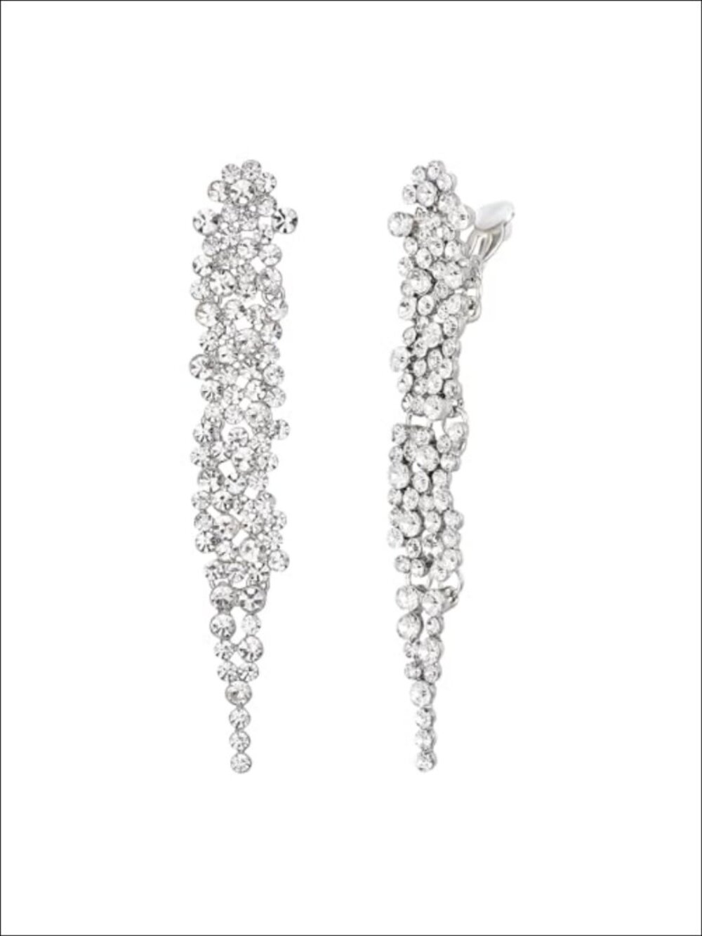 Rhinestone Crystal Art Deco Clip-on Chandelier Dangle Earrings